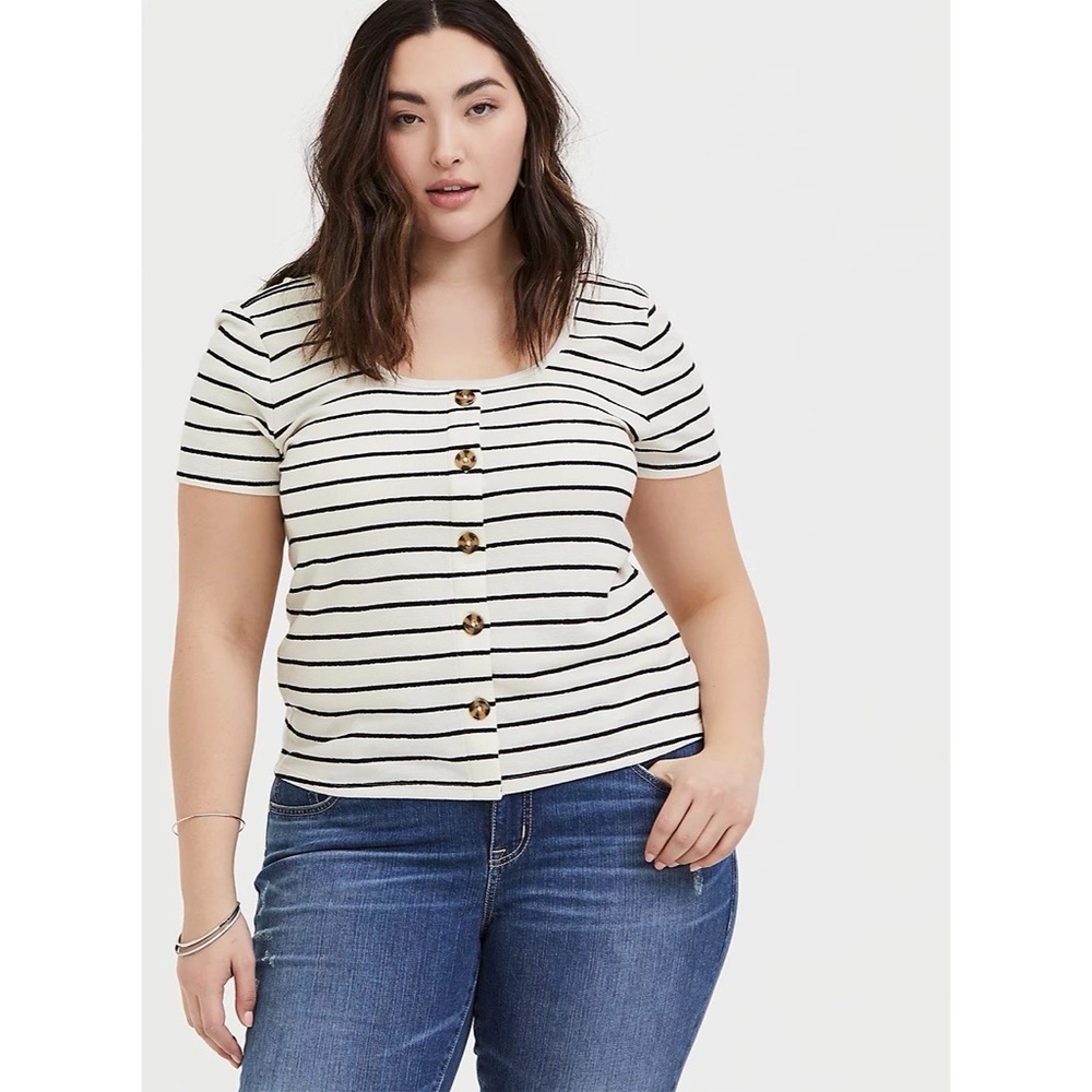 Torrid STRIPE RIB BUTTON MIDI TEE